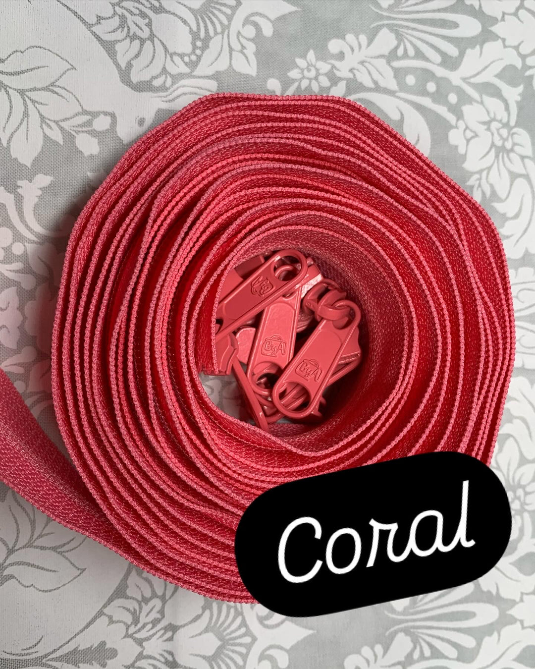 Zipper by the Yard - Coral