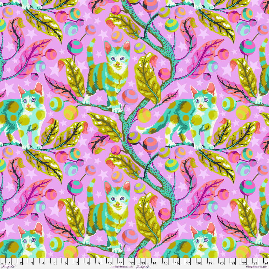 Tabby Road Deja Vu - Club Kitty (Minky) - Electroberry - 1/2 yard