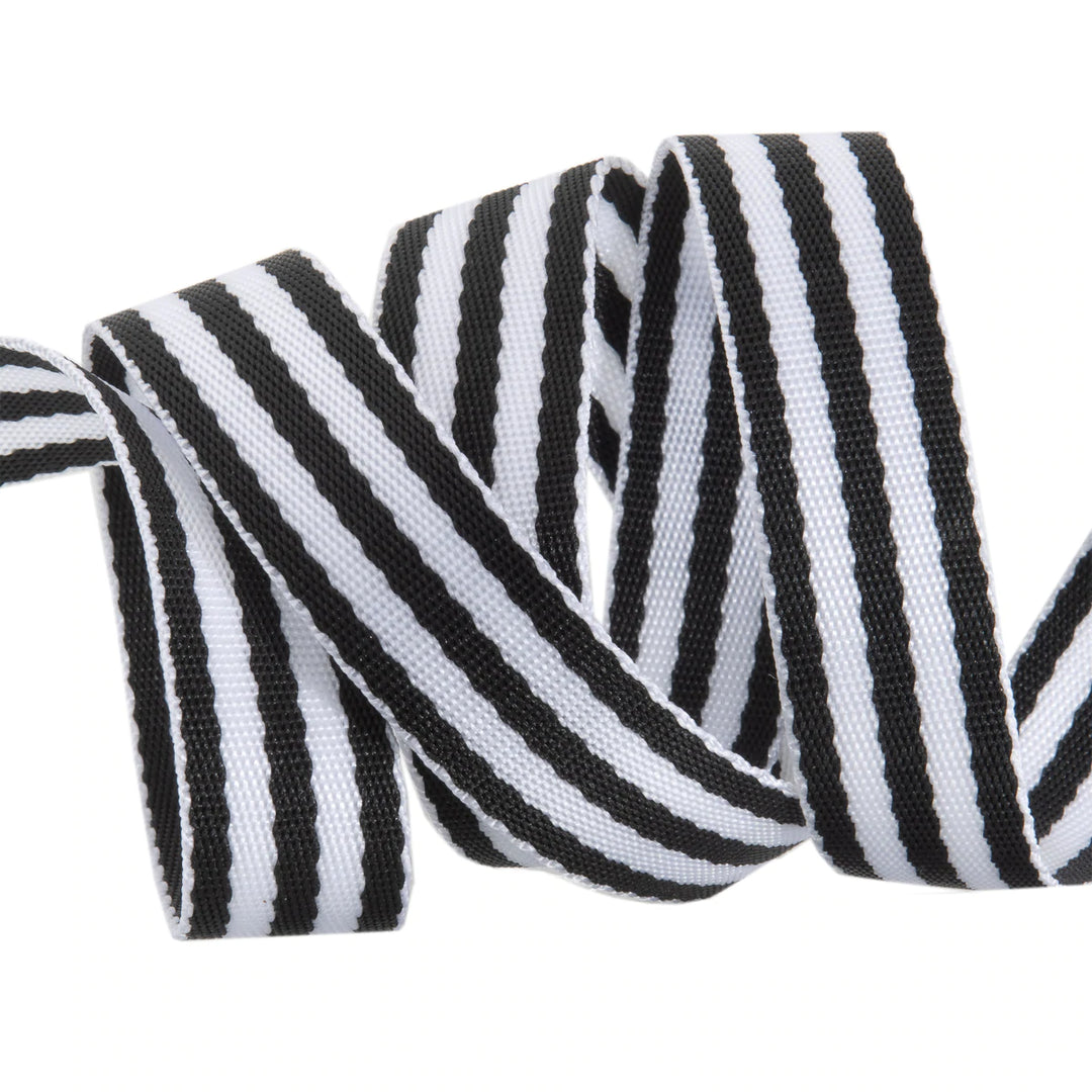 1" Tula Pink Nylon Webbing - Black and White - 1/2 Yard