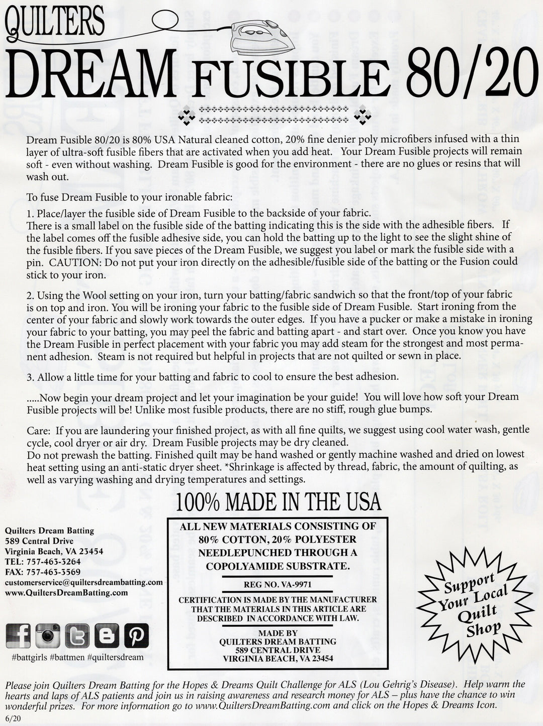 Dream Fusible 80/20 - 1/2 yard