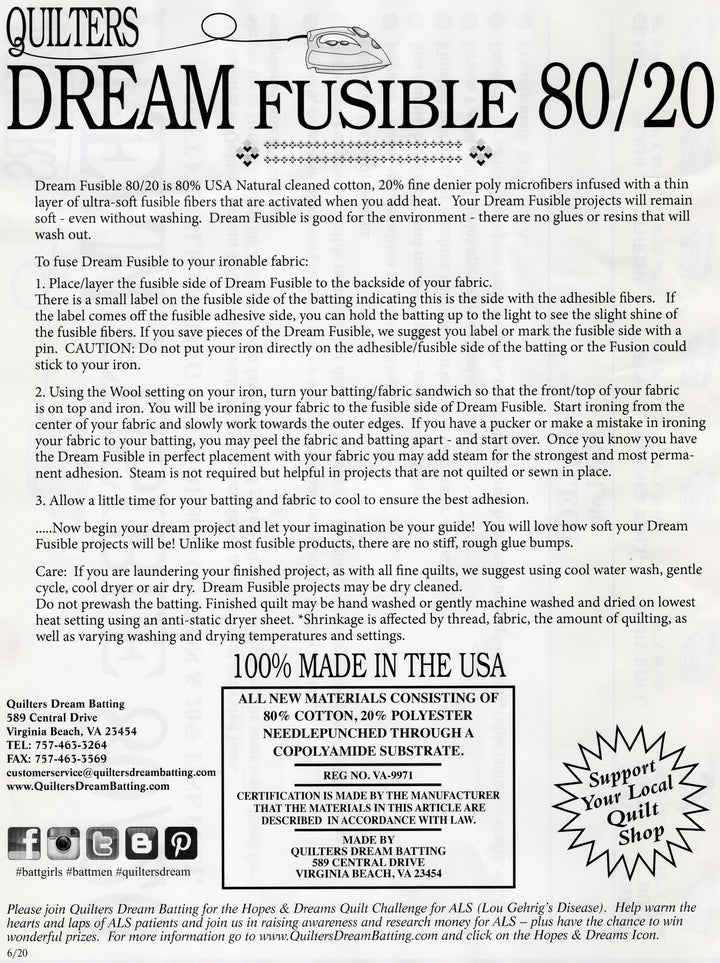 Dream Fusible 80/20 - 1/2 yard