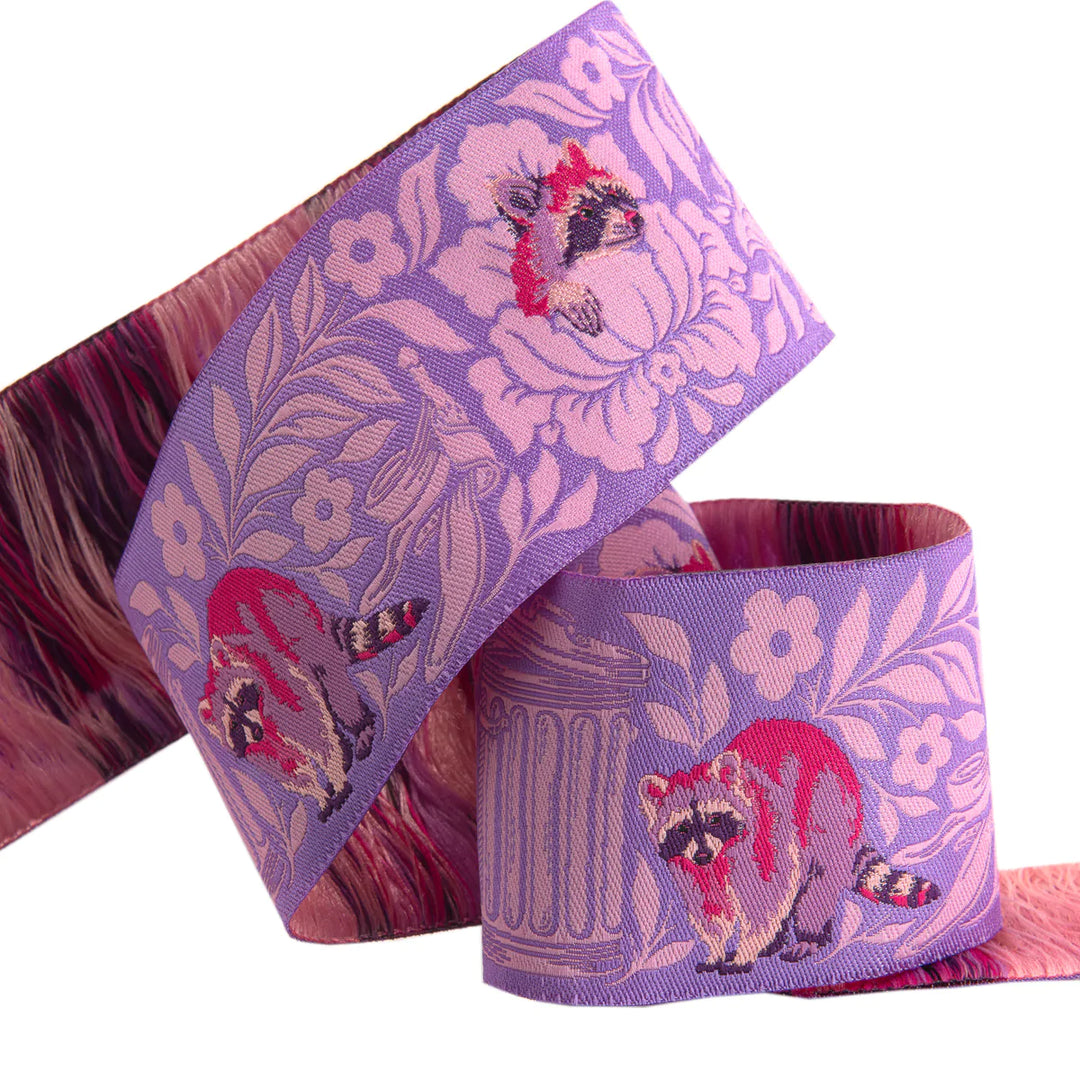Rems & Ends: Tula Pink Tiny Beasts Ribbon: One Mans Trash Purple - 39" (2" width)