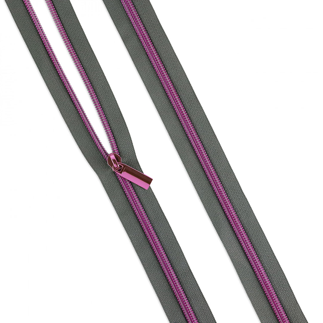 Tula Pink x Sallie Tomato Zipper by the Yard - Gray