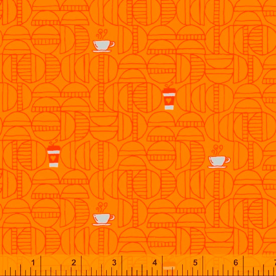 CLEARANCE: Favorite Things - Orange Coffee - 1 precut yard