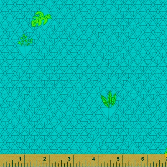 CLEARANCE: Favorite Things - Teal Leaves - 1 precut yard