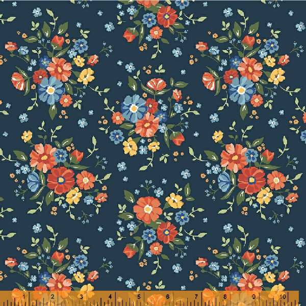 Forget Me Not - Gathered Bunches, Midnight - 1/2 Yard
