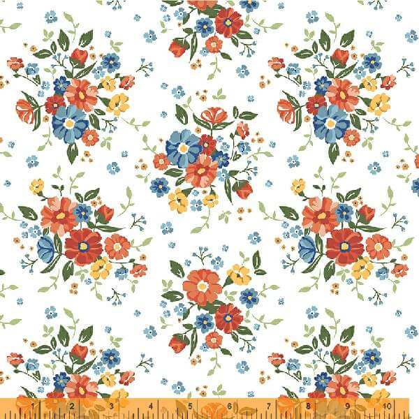 Forget Me Not - Gathered Bunches, White - 1/2 Yard