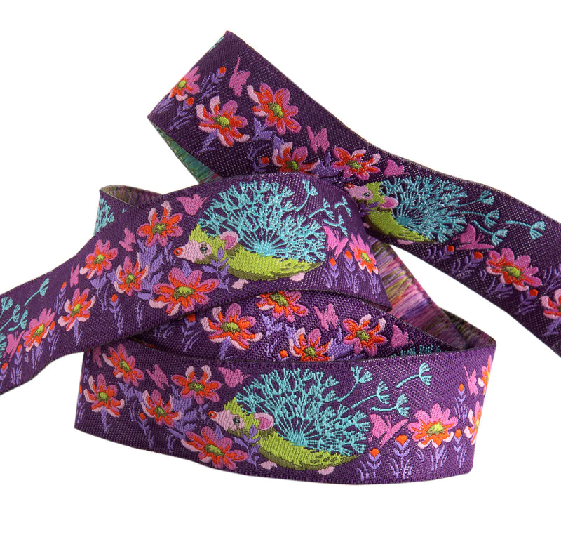 Tula Pink Tiny Beasts Ribbon: Dandy Purple - 1/2 Yard (7/8")