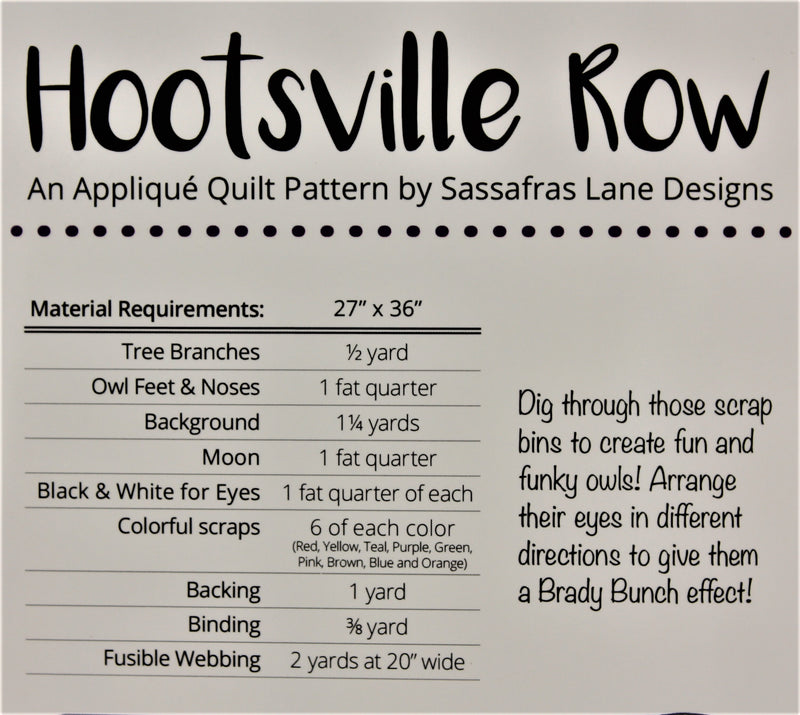 Hootsville Row: An Applique Quilt