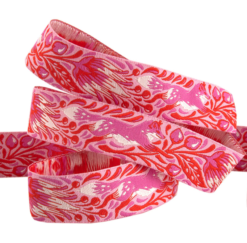 Tula Pink Tiny Beasts Ribbon: Out Foxed Red - 1/2 Yard (7/8")