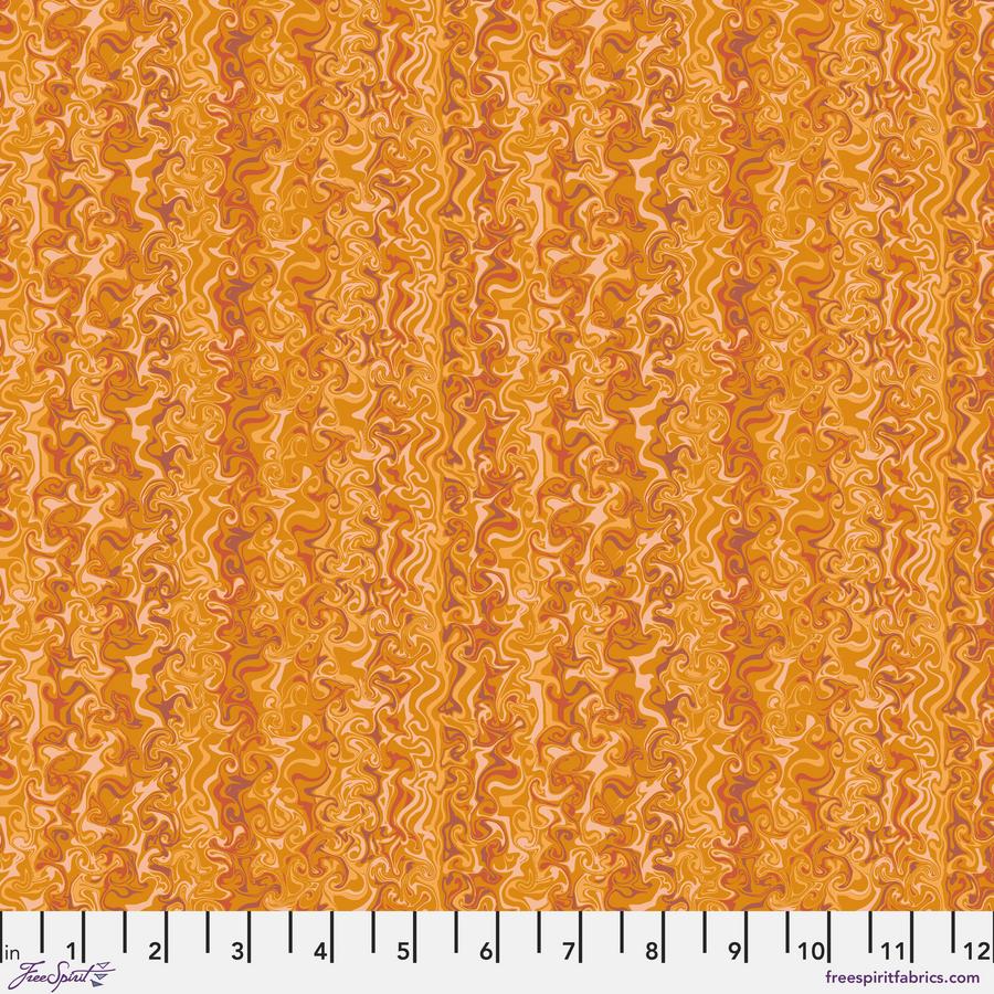 Land Art 2 - Whirlpools - Yellow - 1/2 Yard