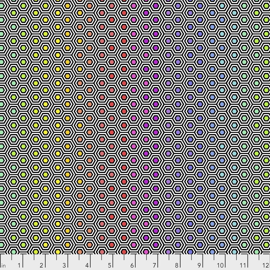 Hexy Rainbow - Ink - 1/2 Yard