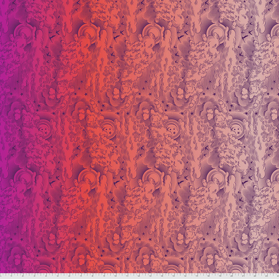 Little Fluffy Clouds - Dragonfruit - 1/2 Yard