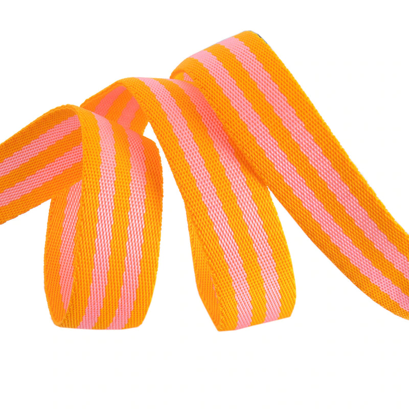 1" Tula Pink Nylon Webbing - Pink and Orange - 1/2 Yard