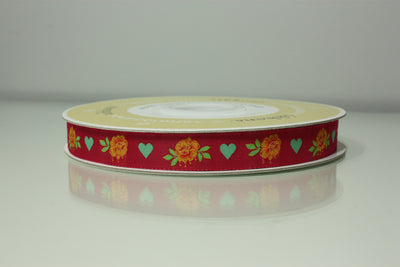 Tula Pink Curiouser Ribbon: Painted Roses - 1/2 Yard (5/8")