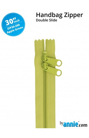 30" Double Slide Handbag Zipper - Apple Green