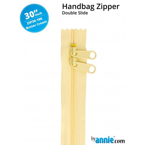 30" Double Slide Handbag Zipper - Butter Cream