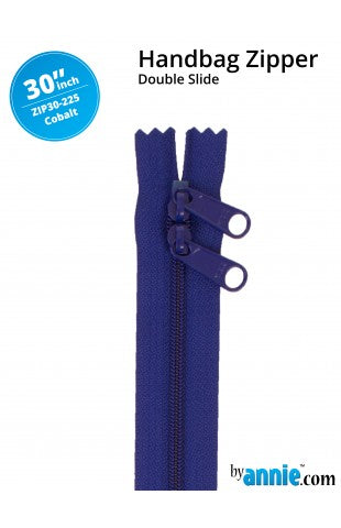 30" Double Slide Handbag Zipper - Cobalt