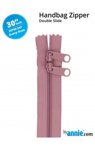 30" Double Slide Handbag Zipper - Dusty Rose