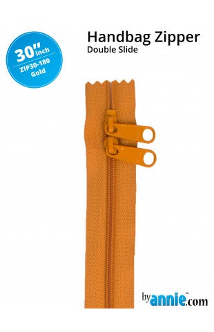 30" Double Slide Handbag Zipper - Gold