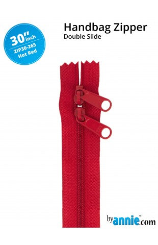 30" Double Slide Handbag Zipper - Hot Red