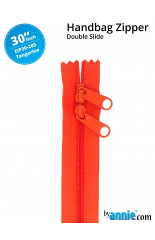 30" Double Slide Handbag Zipper - Tangerine