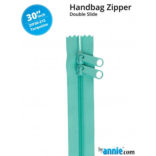 30" Double Slide Handbag Zipper - Turquoise