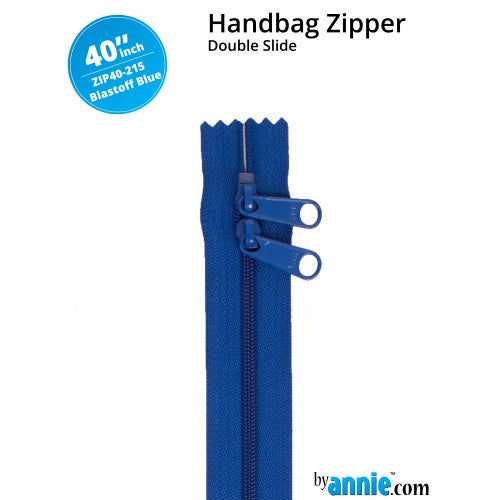 40" Double Slide Handbag Zipper - Blastoff Blue