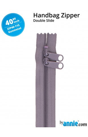 40" Double Slide Handbag Zipper - Gunmetal Gray