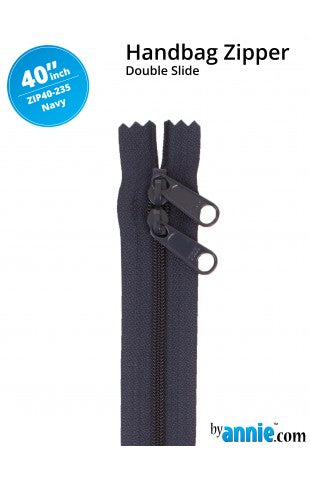 40" Double Slide Handbag Zipper - Navy