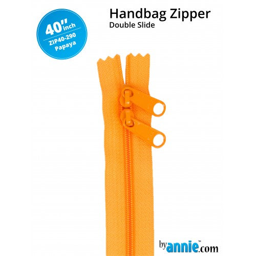 40" Double Slide Handbag Zipper - Papaya