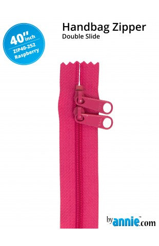 40" Double Slide Handbag Zipper - Raspberry