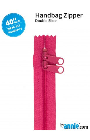 40" Double Slide Handbag Zipper - Raspberry