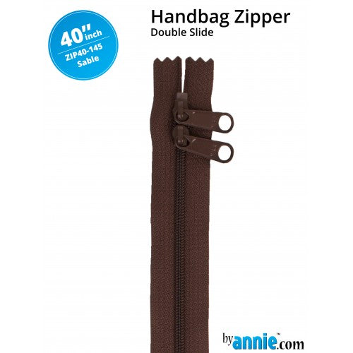 40" Double Slide Handbag Zipper - Sable