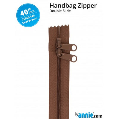 40" Double Slide Handbag Zipper - Seal Brown