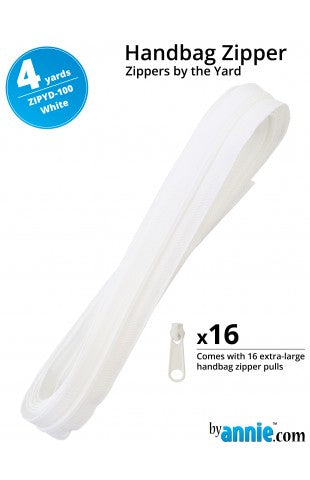 Zipper by the Yard - White