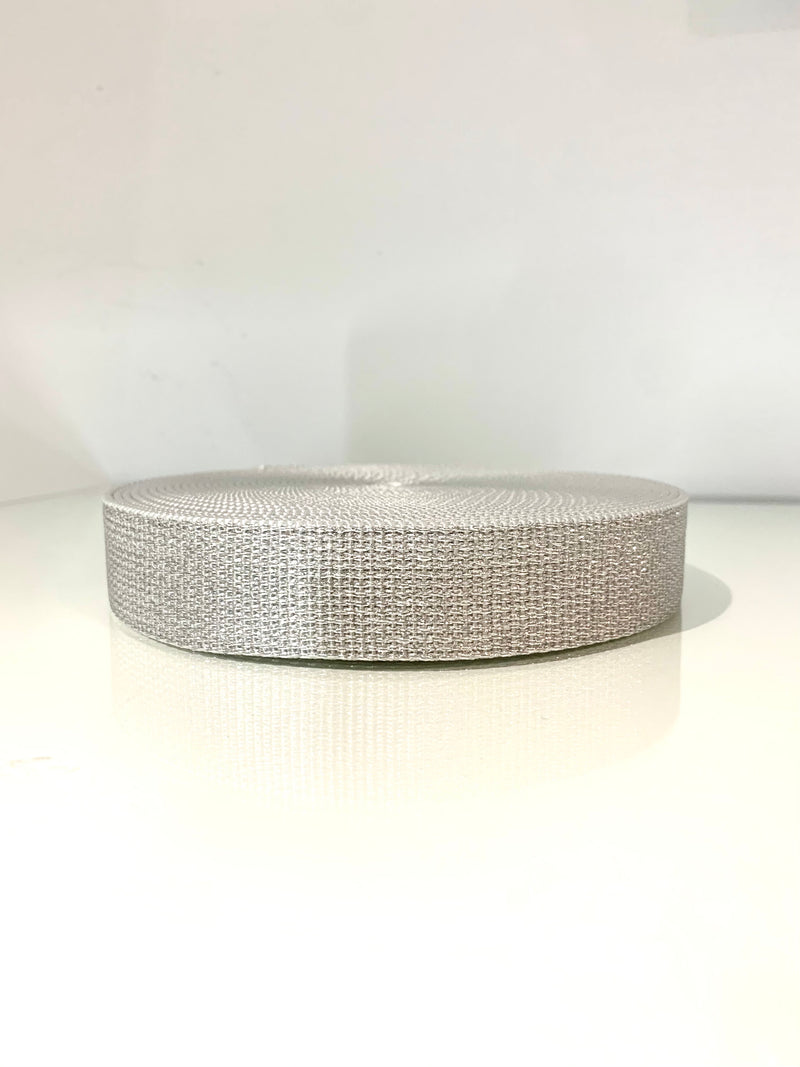 1 1/4" Polypro Strapping: Silver Glitter - By the Yard