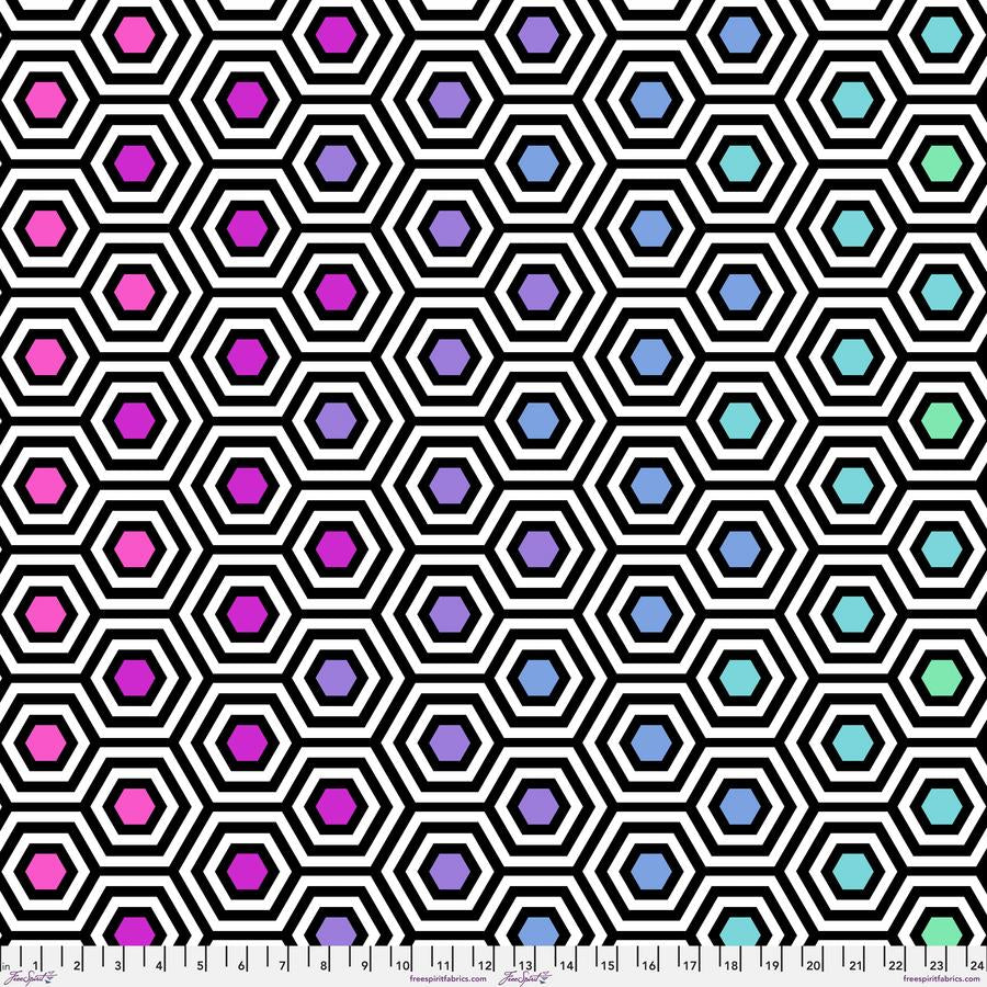 Rainbow Hexy XL Sateen Wideback - Ink - 1/2 Yard